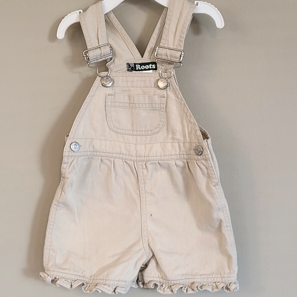 Roots beige shortalls with ruffle detail